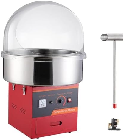 High Power Commercial Cotton Candy Machine, 1000W, Adjustable Temp 149°F-473°F, Fast 6 Cones/Minute, Ideal for Parties & Festivals, Pink