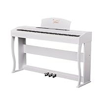 88-Key Weighted Hammer Action & LCD Display: This digital piano boasts 88 full-size weighted hammer keys that mimic acoustic piano touch, paired with a clear LCD screen for easy access to settings. The wooden grain cabinet adds classic charm, making ...