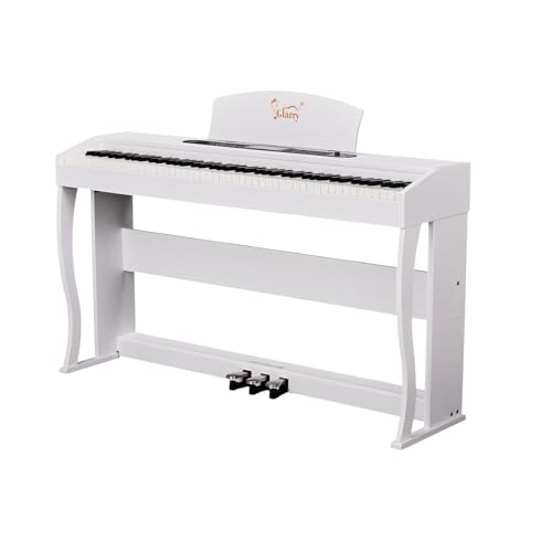 Glarry Digital Piano 88 Weighted Keys, 88 Key Keyboard Fully Weighted for Beginner, Full Size Electric Keyboard Piano with USB/MIDI, Record, LCD, 3 Pedals, Dual Stereo Speakers, Stand (White)