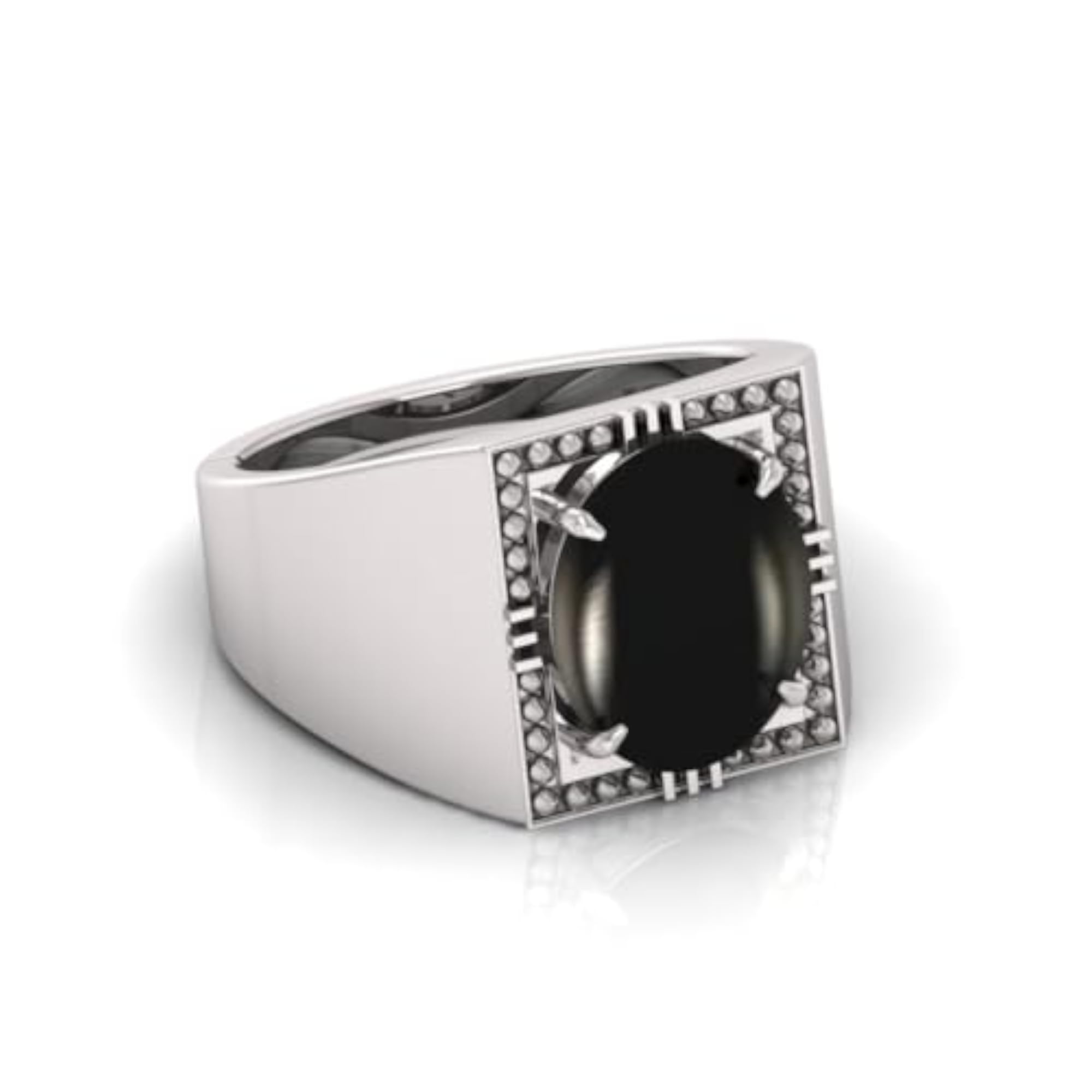 13.25 Ratti Agate Stone Silver Plated Adjustable Ring