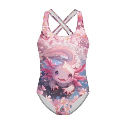 Image of Girls One Piece Swimsuits Teens Sleeveless Back Cross Strap Bathing Suit Kids Quick Dry Cute Beach Swimwear(5-14)