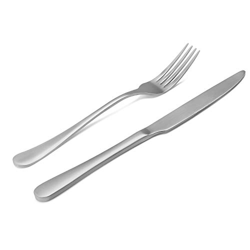 Matte Silverware Set, 20-Piece Stainless Steel Flatware Set,Kitchen Utensil Set Service for 4,Tableware Cutlery Set for Home and Restaurant, Dishwasher Safe…