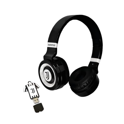 Juventus - Cuffie Senza Filo Cuffie Wireless Over-Ear, Cuffie Bluetooth Pieghevoli, con Microfono Incorporato, HiFi Stereo, Micro SD Slot, FM Radio per iPhone/Android/Viaggio/PC (+ pen drive)