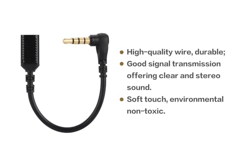 Alphatec 3,5 mm Stecker auf Buchse Kabeladapter für Arctis 3 5 7 Pro, kompatibel mit SteelSeries Arctis 3 Arctis 5 Arctis 7 Arctis Pro Gaming-Headset, Kopfhörer-Audioadapterkabel 0,12 Meter, schwarz