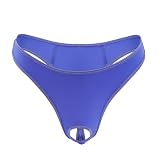 Piameywen Men's Sexy Low-waisted Underwear Breathable Front Hole Open Fire T-back G-string Thongs Purple