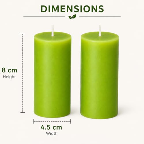 Image of AuraDecor Lemongrass Scented Pillar Candles Set of 2 | Smokeless & Long Burning Decorative Candles for Home Decor, Bedroom, Living Room, Spa, Meditation, Relaxation & Gifting