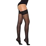 Healthweir Sheer Compression Thigh High Stockings for Women 15-20 (EU 18-22) mmHg - Medical Support Closed Toe Ted Hose with Silicone Band for Varicose Veins Maternity Anti Embolism (5, Black)