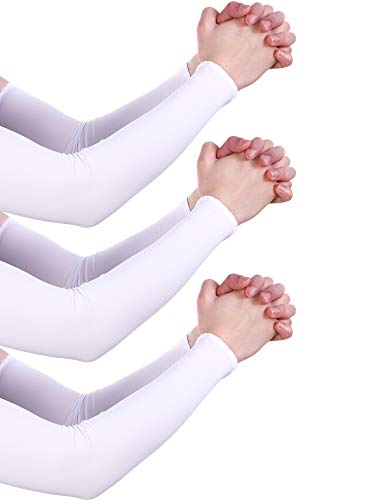 9 Pairs Unisex UV Protection Sleeves Arm Cooling Ice Silk Arm Cover Sleeves (White)4