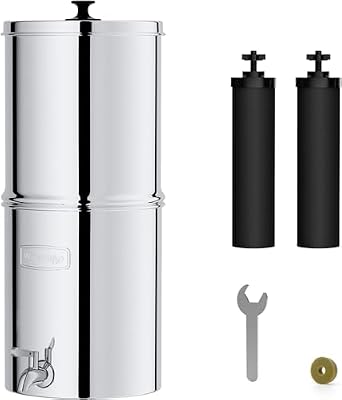 [Silver Ions] Waterdrop 2.25G Gravity-fed Water Filter System, with 2 Black Carbon Filters and Metal Spigot?NSF/ANSI 42&372 Standard, Chlorine Reduction, for Home, Camping, Emergencies