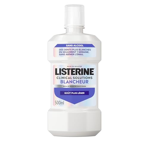 Listerine–Bain de Bouche Quotidien Soin Blancheur Goût Plus Léger 0%Alcool (bouteille de 500ml)–Soin bucco-dentaire sans alcool à l'action...