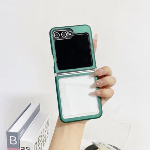 Coque Galaxy Z Flip 3 transparente avec bordure silicone colorée verte antichoc