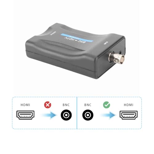 Lwuey BNC to HDMI Converter, Coax Adapter Audio Video 1080p 720p HD Output USB Cable Connector Multi Mode Analog CVBS Security Camera HD Display Interface Surveillance Monitor for PS2 PS3 PSP