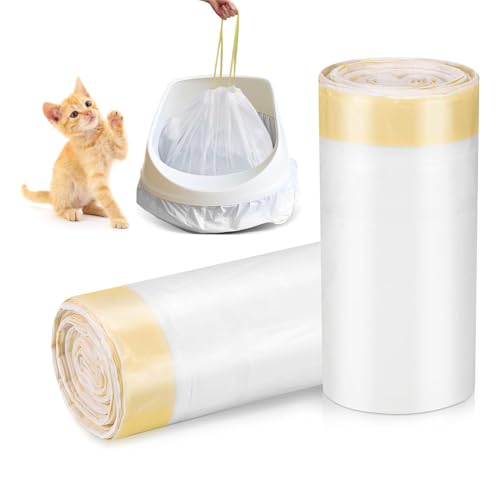 Zocipro 40 Pièces Sac Litiere Chat, 79 x 45 cm Sacs à Litière pour Chat xxl avec Cordons, Sac...