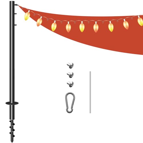 Shade Sail Poles 11.4FT Heavy Duty Outdoor Sun Shade Sail Pole with Spiral Drill Bit Support Awning Canopy Outdoor Poles for Garden Yard Backyad (1)