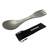 TITAN MANIA(チタンマニア) カトラリー チタン製 スプーン フォーク 一体型 2in1 スポーク ソロキャンプ アウトドア 超軽量 頑丈 キャンプ用品 収納袋付き
