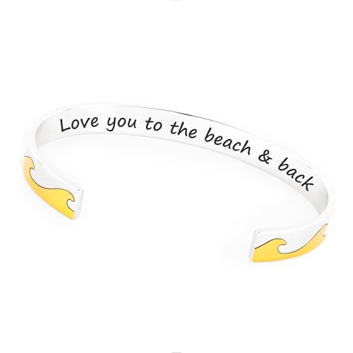 STORYJEWELLERY Inspirational Bracelets for Women, Wave Cuff Bangle, Mantra Bracelets, Motivational Gifts for Women, Chritstian Jewelry, Beach Jewelry