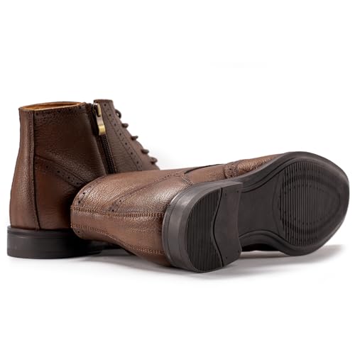 Holy dove Men's Brogue Oxford Dress Boots - Leather Formal with Side Zipper4