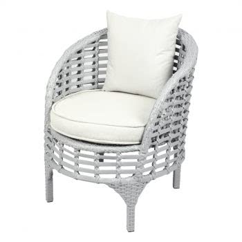 DECOCRAFT Garden Patio Seating Chair and Table Set Outdoor Balcony Garden Coffee Table Set Furniture with 1 Round Table and 2 Chairs Set (Gray) 2