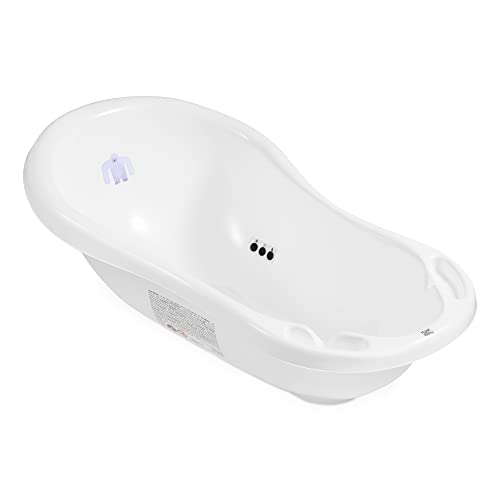 Yeti Vaschetta Bagnetto Neonato con Tappo di Scarico e Termometro Antiscivolo per Bambini Fino a 12 Mesi Senza BPA per Neonati plastica bianco