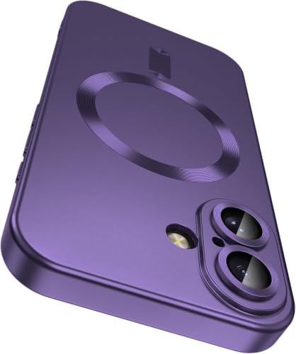 Image of DIZORO Magnetic Case for iPhone 16 Pro Case [Compatible with MagSafe][Built-in Camera Lens Protector] Slim Soft Silicone Bumper Shockproof Metallic Luster Back Cover Phone Case (Royal Deep)
