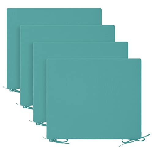 Basic Beyond Outdoor Chair Cushions For Patio Furniture - Square Corner Outdoor Chair Cushions Set Of 4, Waterproof Seat Cushions With Ties, 18.5"X16"X3", Teal #TOP9