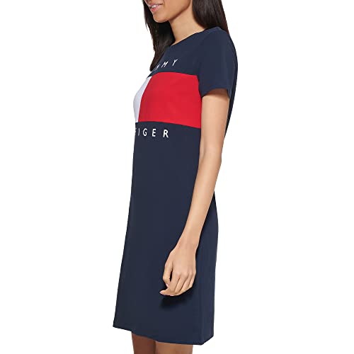Tommy Hilfiger T-Shirt Short Sleeve Cotton Summer Dresses For Women, Classic Scarlet, Small #TOP2