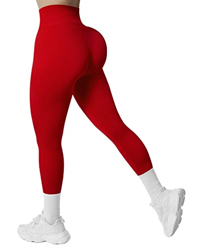 Image of SUUKSESS Women Ribbed Seamless Leggings High Waisted Workout Gym Yoga Pants 18