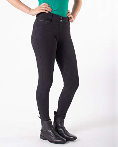 Pantalon d'équitation pour femme noir QHP Liva 40 idéal aux écuries