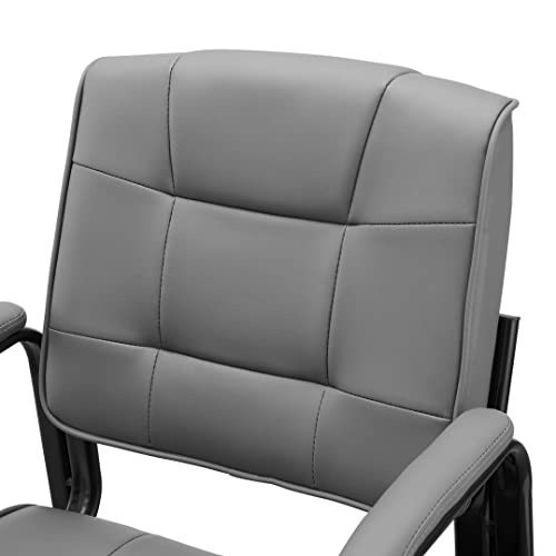 Office Guest Chairs – Stackable Faux Leather Waiting Room Chairs with Armrests, Comfortable Reception Seating for Clinics, Offices, Lobbies - Gray, Set of 2 - Thumbnail 6