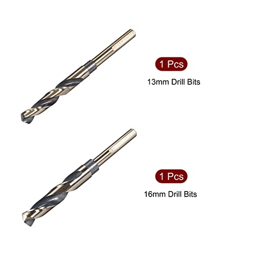 QUARKZMAN Hss-Tin Bohrer Set, 13mm/16mm Metallbohrer Set Profi, Titan-Nitrid Beschichtet, HSS 4341, Metall Bohrerset Hss-G Tin für Edelstahllegierung Kupfer, 2 Stück