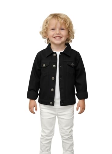 Image of A.T.U.N. (ALL THINGS UBER NICE) Trendy Boys Cotton Denim Jacket | Casual Outerwear with Full Button Front, Smart Collar & Pockets | Stylish Cotton Casual Kids Jacket for Everyday