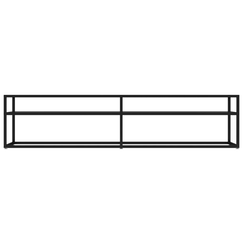 Szafka TV czarna 180 x 40 x 40,5 cm, szkło hartowane, stal malowana proszkowo, nowoczesne centrum rozrywki do salonu, stabilna konsola TV z półką