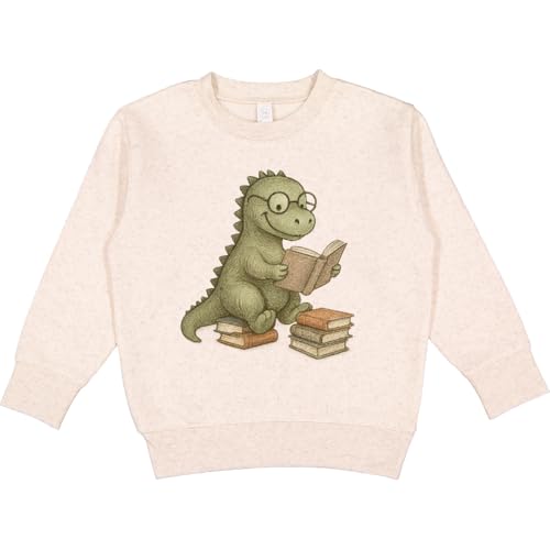 inktastic Dinosaur Reading Books Cute Glasses Illustration Toddler Sweatshirt