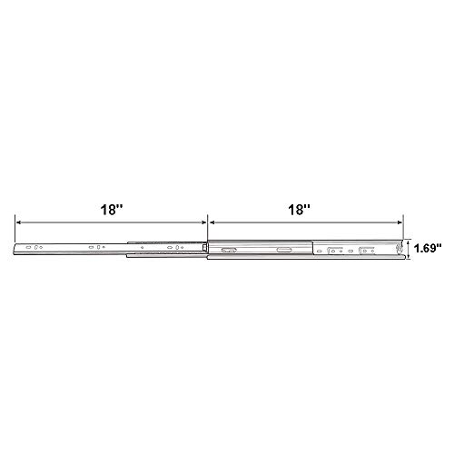 Friho 5 Pair of 18 Inch Hardware Ball Bearing Side Mount Drawer Slides, Full Extension, Available in 12'',14'',16'',18'',20'' Lengths