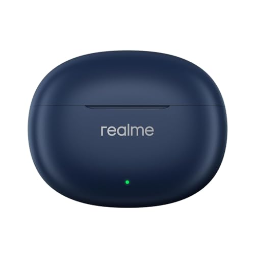 Image of Real Me T110 Buds | 50dB Active Noise Cancellation, Hi-Res LHDC Audio, 12.4mm Dynamic Bass Driver, 6 Mic Clear Voice Calls, 51,IP55 Waterproof,TWS for Apple & Android (T110, Navy Blue)