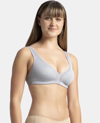 Image of Jockey 1820 Women Wirefree Non Padded Soft Touch Microfiber Elastane Stretch Full Coverage Everyday Bra with Stylised Mesh Panel