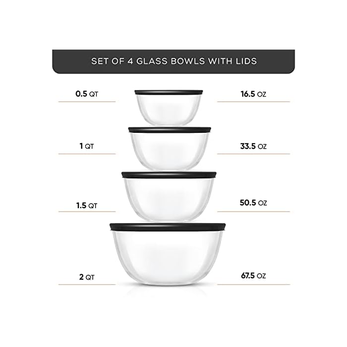 Buy JoyJolt Kitchen Mixing Bowls 8pc Glass Bowls with Lids Set Neat