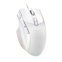 LEWENTECH Gaming Mouse 6 Adjustable DPI Up to 7200 Wired PC Gaming Mouse 8 Programmable Buttons 13 Adjustable RGB LED Modes 1.5 M Drag-Free Paracord Ergonomic Mouse Windows/PC/Mac/Laptop (White)