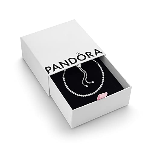 Pandora Timeless Women's Sterling Silver Sparkling Slider Bracelet for Charms, Size 23, With Gift Box