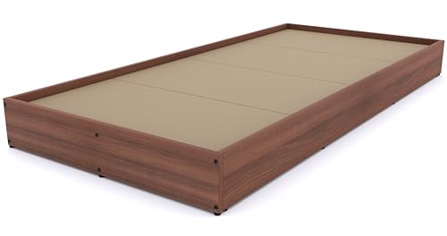 Image of WoodExpress Engineered Wood Single Floor Bed, 78 inch x 36 inch x 7 inch, Walnut | Without Mattress, Wooden Cot, For Bedroom, Living Room & Drawing Room, Walnut Finish, Durable Minimalist Design