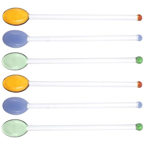 FRCOLOR Varillas Agitadoras de Vidrio Multicolor, 6 Piezas, Palitos para Mezclar Café, Jugos y Cócteles Diseño de Corazón, para Uso en Hogar, Bares y Reutilizable Color Aleatorio