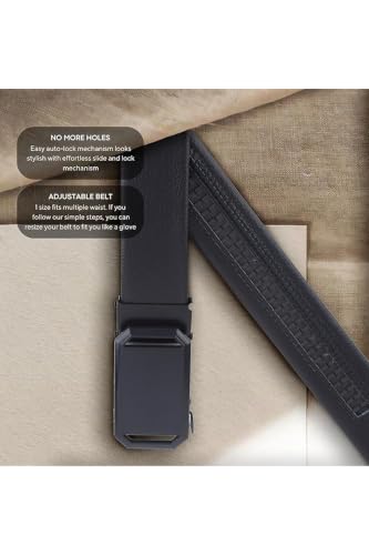Image of ZEVORA Men's Auto Lock Buckle Leather Belt for Men, Formal /Casual,Autolock 01