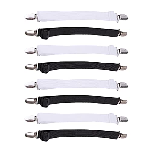 BESPORTBLE Down Mattress Topper Full 8pcs Bed Sheet Clips Adjustable Elastic Sheet Suspenders Mattress Holders for Bedding Sheets Mattress (Black White) 30 to 100CM Stretch Couch Cover