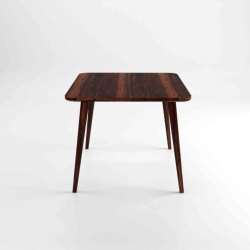 Image of WOODLAB Solid Sheesham Wood 4 Seater Dining Table Set | Wooden Four Seater Dining Table with Cushioned Cane Back Chairs Furniture for Living Room, Home, Hotel and Restaurants - Natural Finish