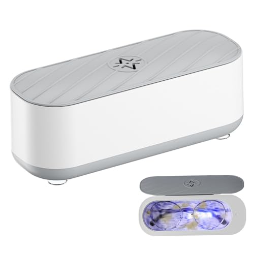 Limpiador de gafas Limpieza por vibración Limpiador de joyas portátil recargable de bajo ruido Control con un solo botón Limpiador de gafas para anillos, plata, retenedores, pendientes, relojes Limpia