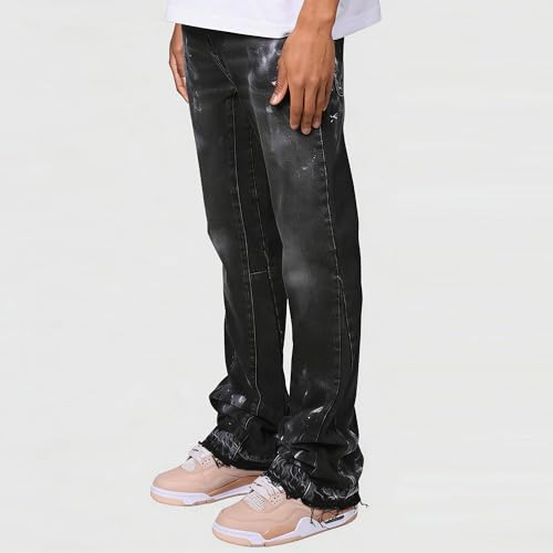 Jean droit hip hop homme ample bleu classique en coton résistant