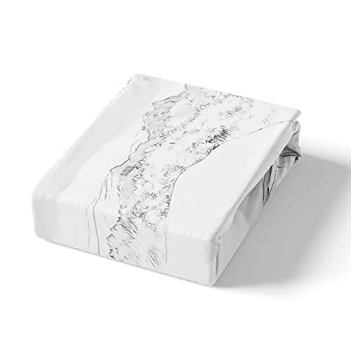 Rhino Fitted Sheet Safari Animals Bed Sheets Rhino Baby Family Sketch Bedding Sets African Grassland Wildlife Hand Draw Sheet Set Deep Pocket 4 Pieces Top Flat Sheet 2 Pillow Cases Queen #TOP1