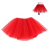 KICOFIT Tutu Skirts Women Girls Halloween Costume Party Dress Up Running Skirt 4 Layers 5 Layers Red