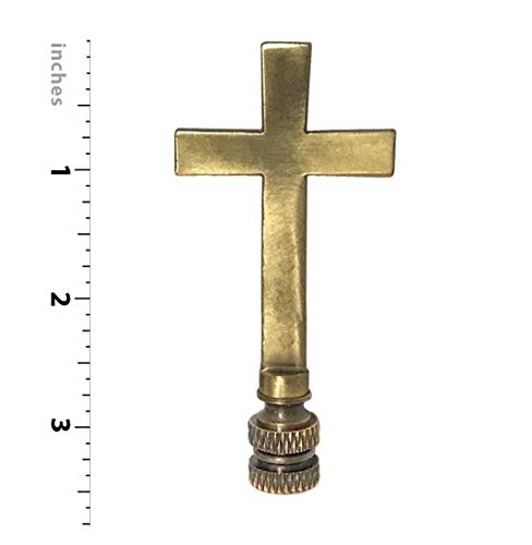 Image of Royal Designs, Inc. Cross Lamp Finial, Large Antique Brass, Decorative Replacement Finial for Table or Floor Lamps, Single