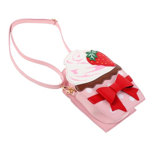 Sac à main cupcake fraise et mini portefeuille mignon avec nœud pour fille